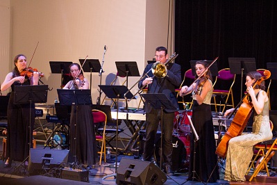 Akhtamar String Quartet et Laurent Weisbeck durant le concert du 1er Avril 2017